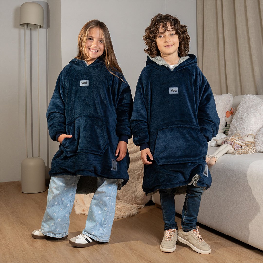 Saco gigante kids azul oscuro con gris (6 a 12 años)