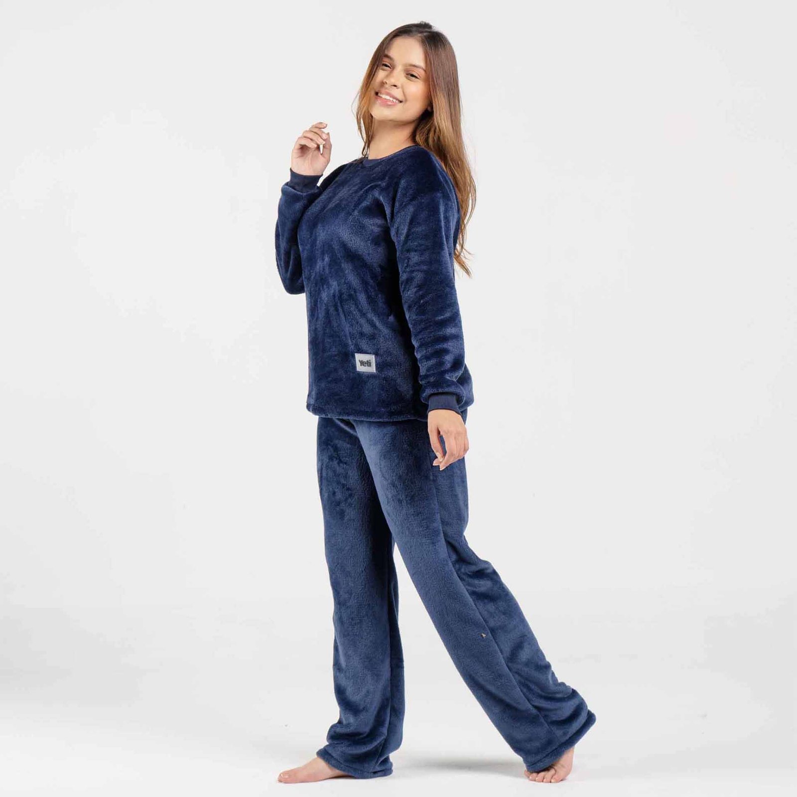 Pijama para mujeres térmica - Conjunto pijama azul largo Yeti
