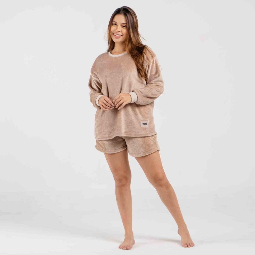 Pijama Para Mujeres T Rmica Conjunto Pijama Nude Corto Yeti