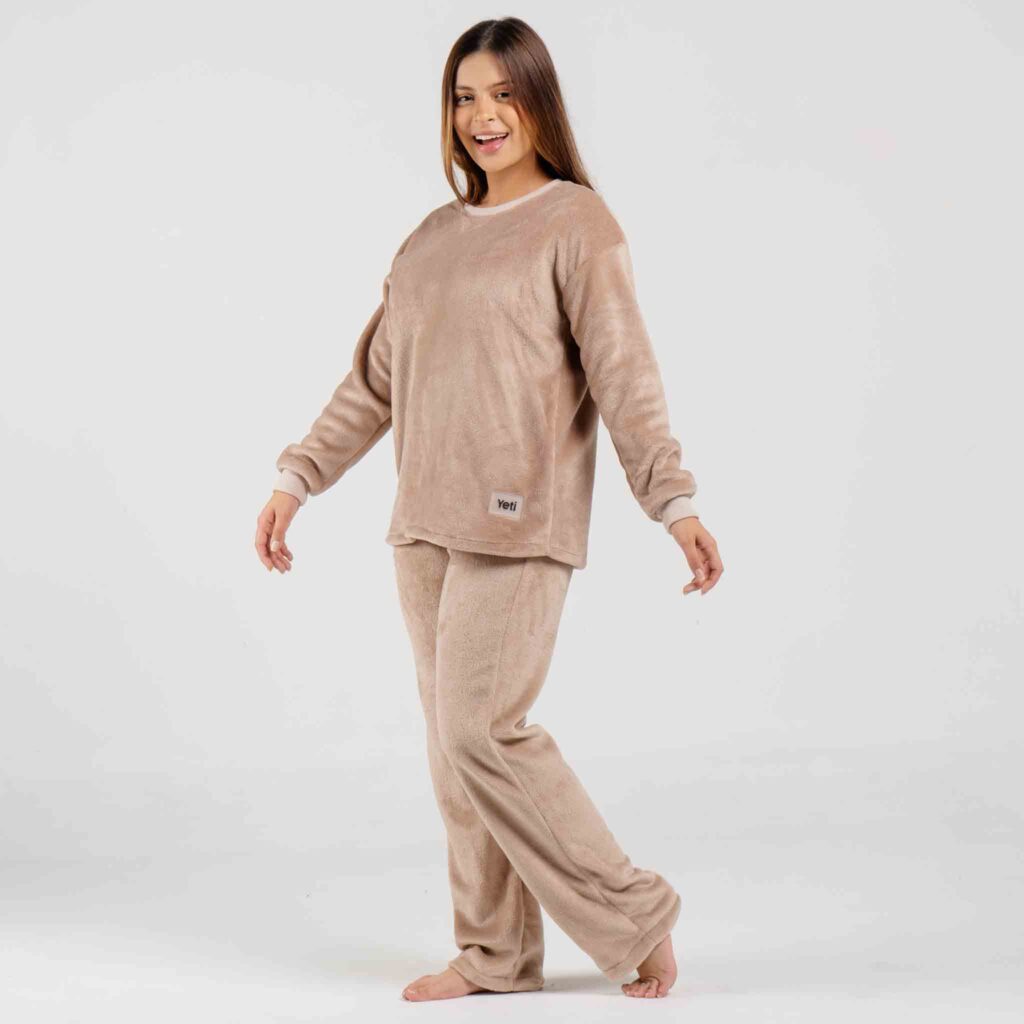 Pijama Para Mujeres T Rmica Conjunto Pijama Nude Largo Yeti