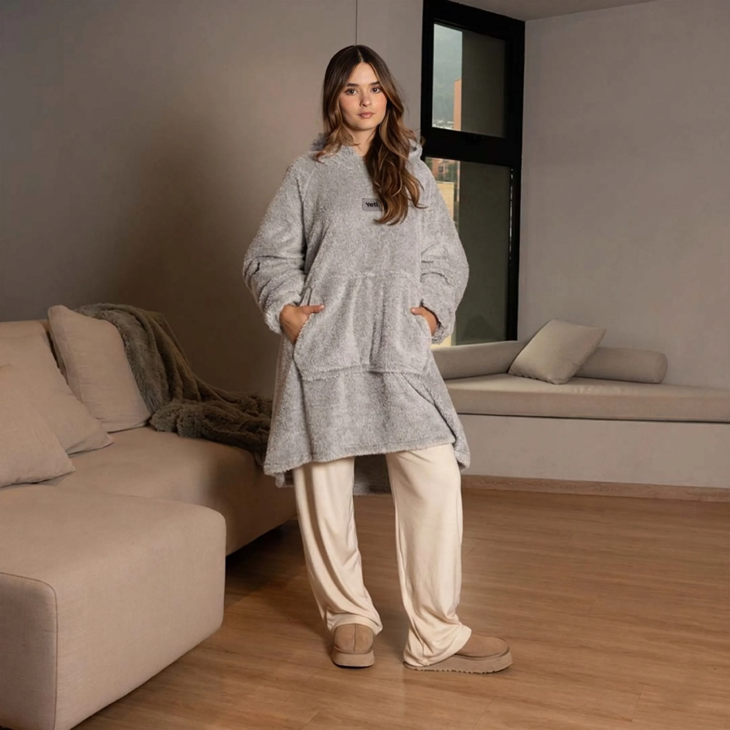 Saco gigante ligero gris claro