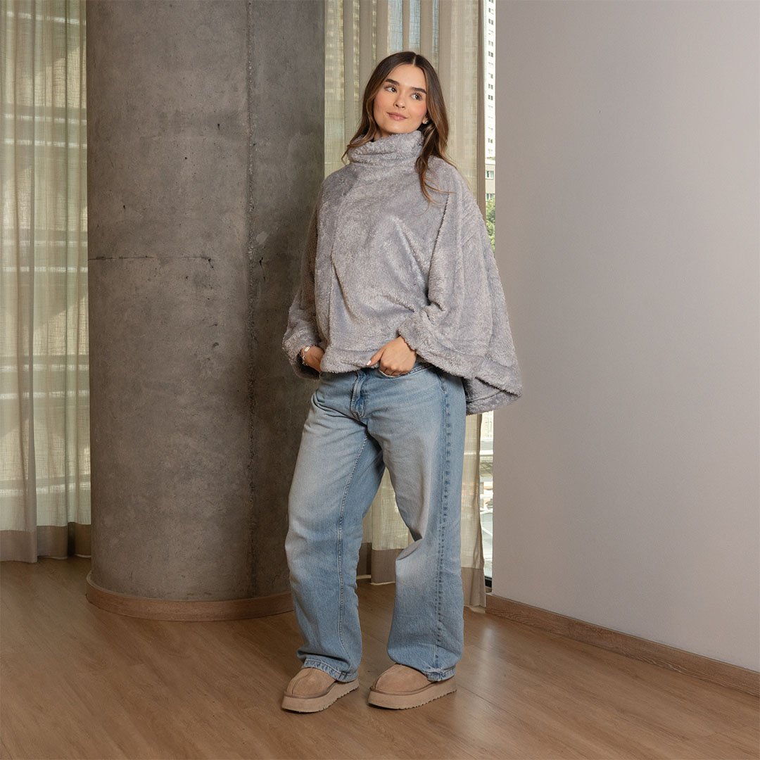 PONCHO YETI GRIS CLARO