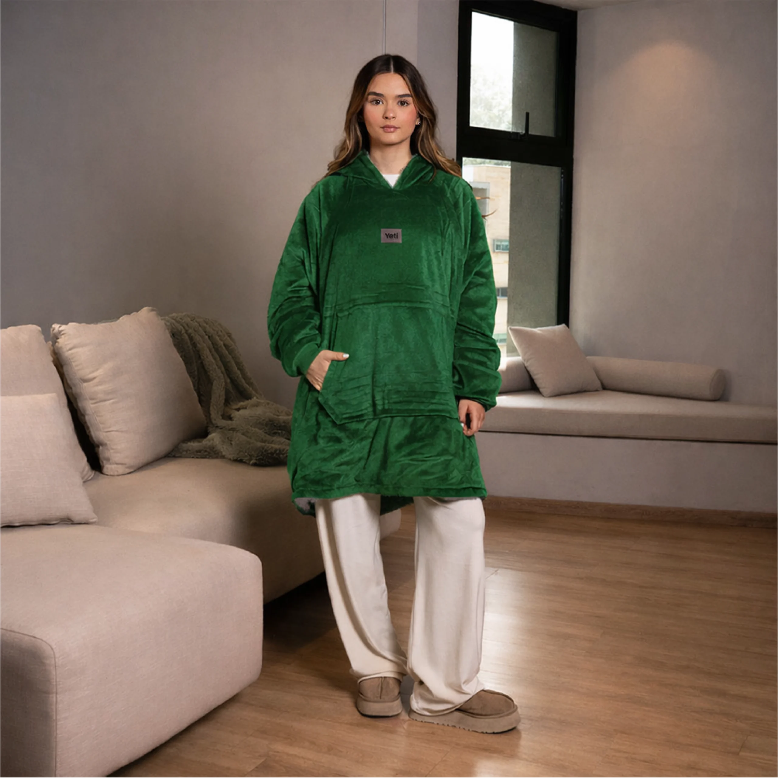 Saco gigante verde con gris claro