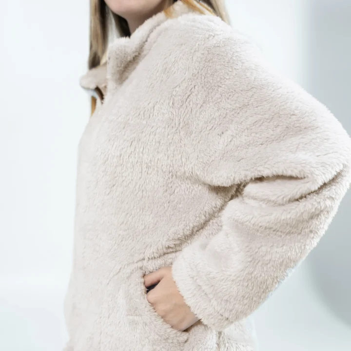 Buzo para mujer cómodo - Suéter cierre medio beige Atacama - Yeti Colombia