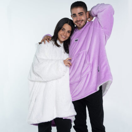 saco gigante yeti lila con blanco