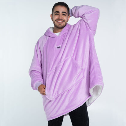 saco gigante yeti lila con blanco