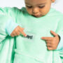 saco gigante yeti babies menta con gris olivo