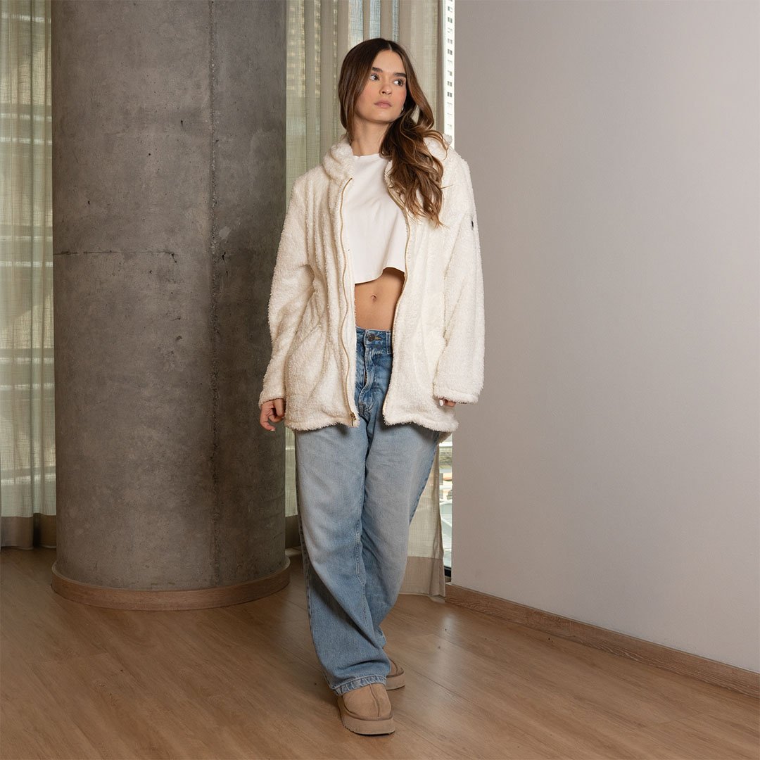 Gabán corto beige crema Atacama