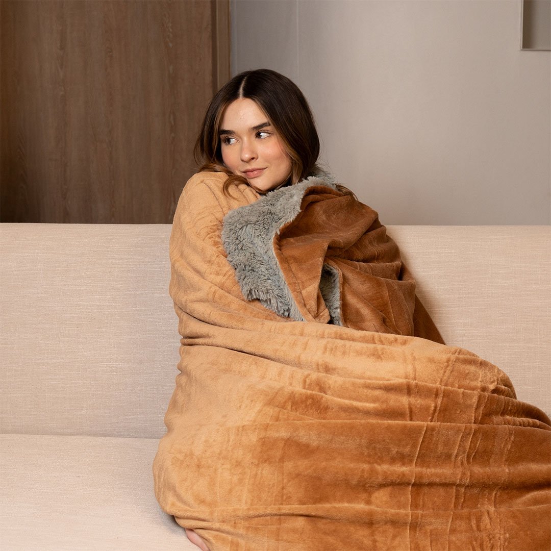 Cobija doble faz camel con gris claro