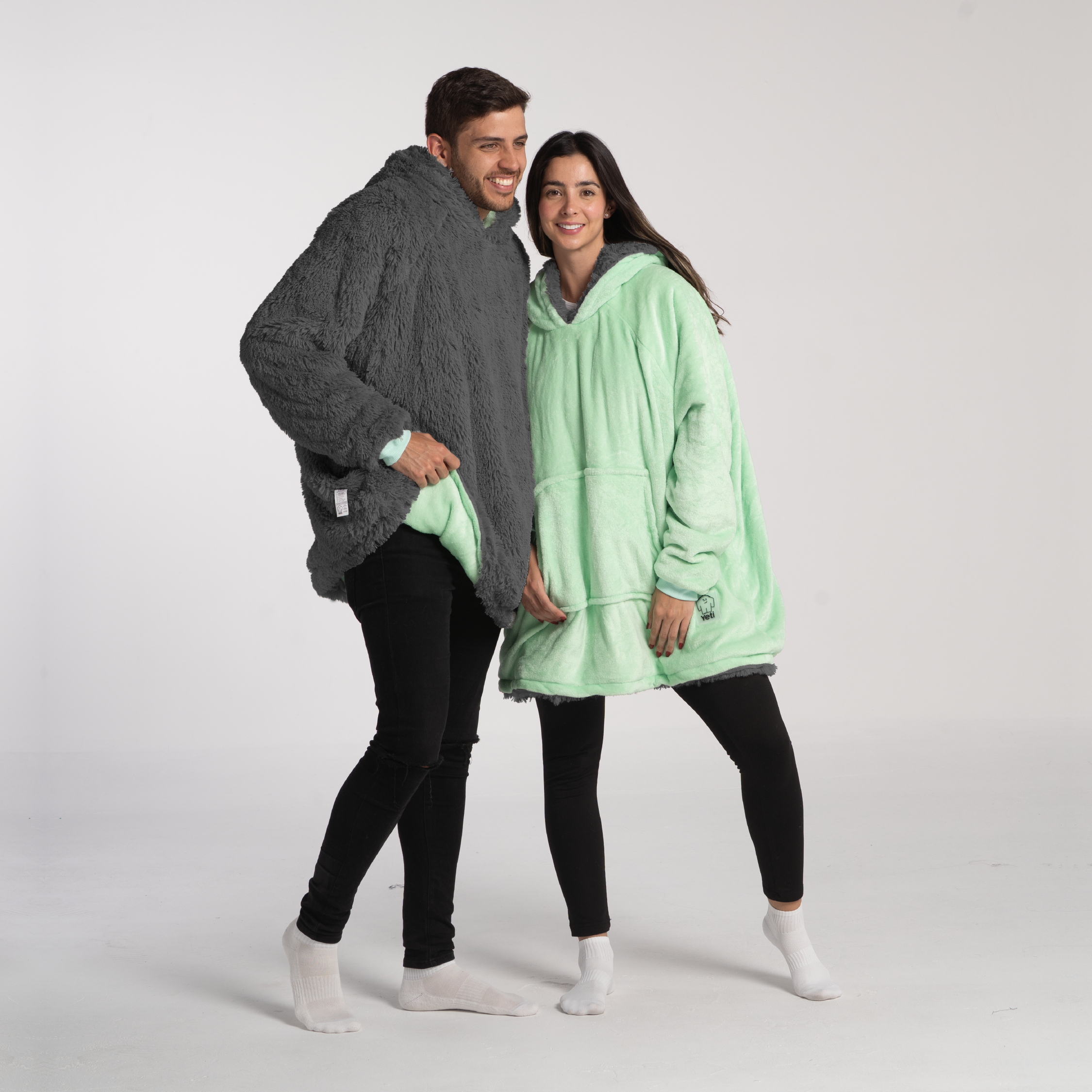 Saco gigante menta con gris oscuro