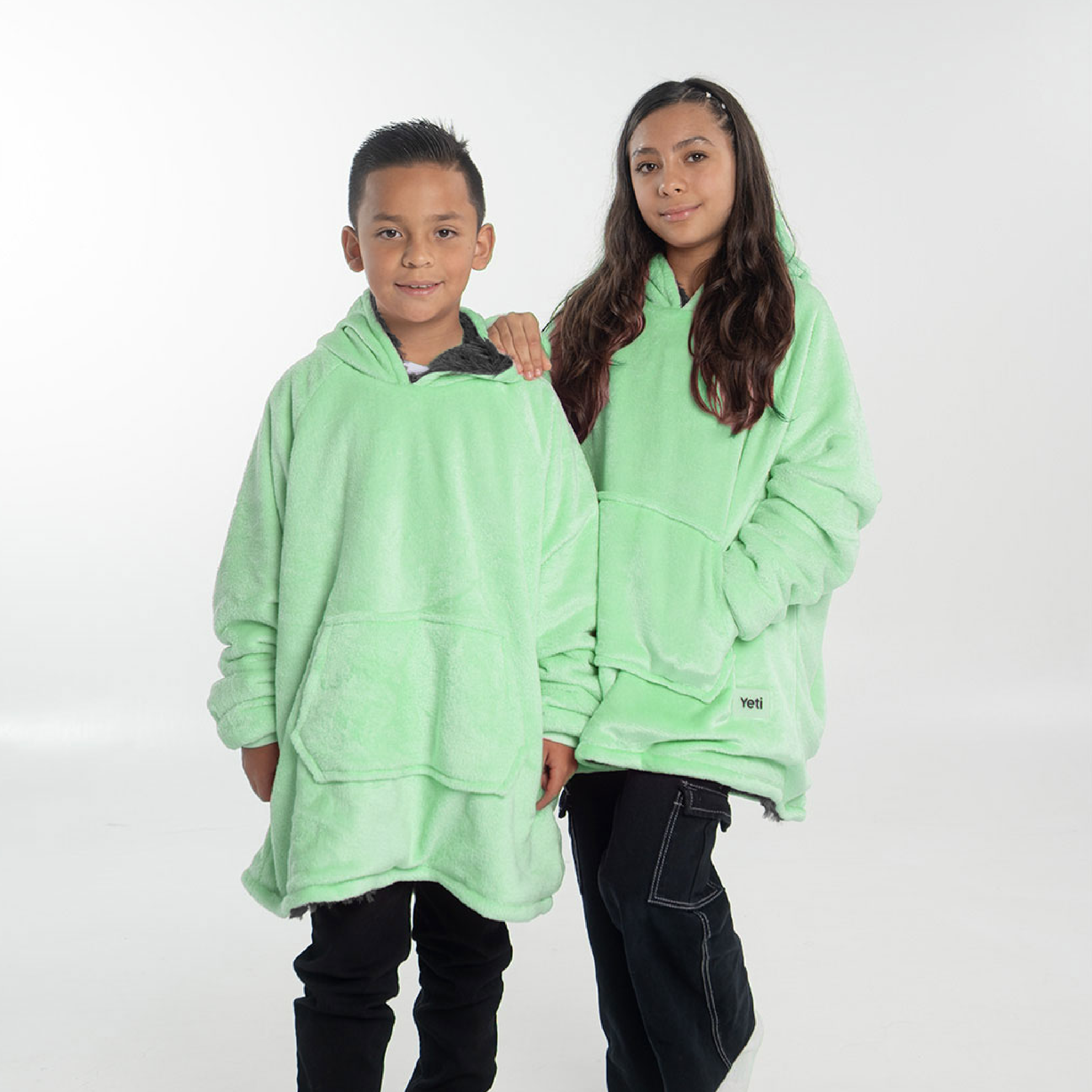 Saco gigante kids menta con gris oscuro (6 a 12 años)