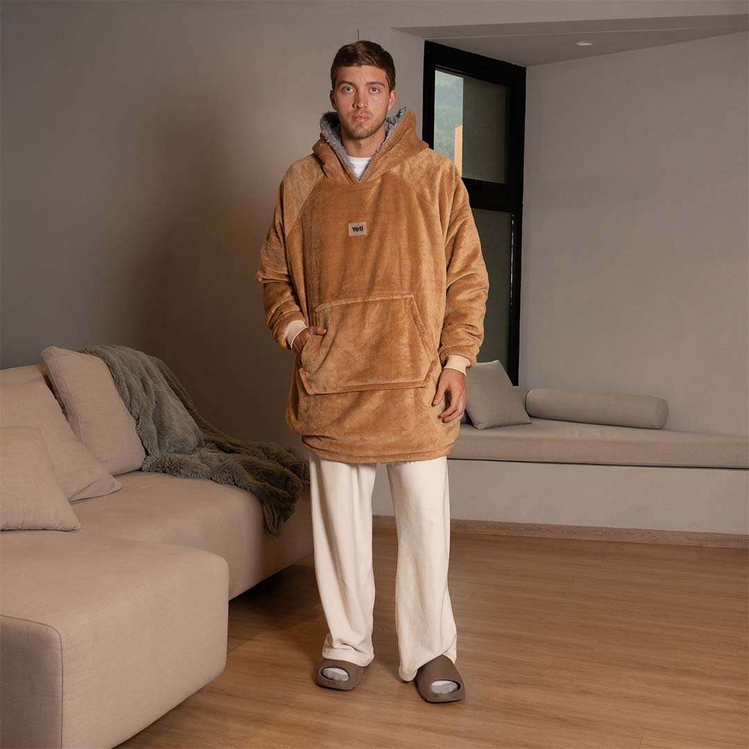 Saco Gigante Doble Faz Camel con Gris Claro