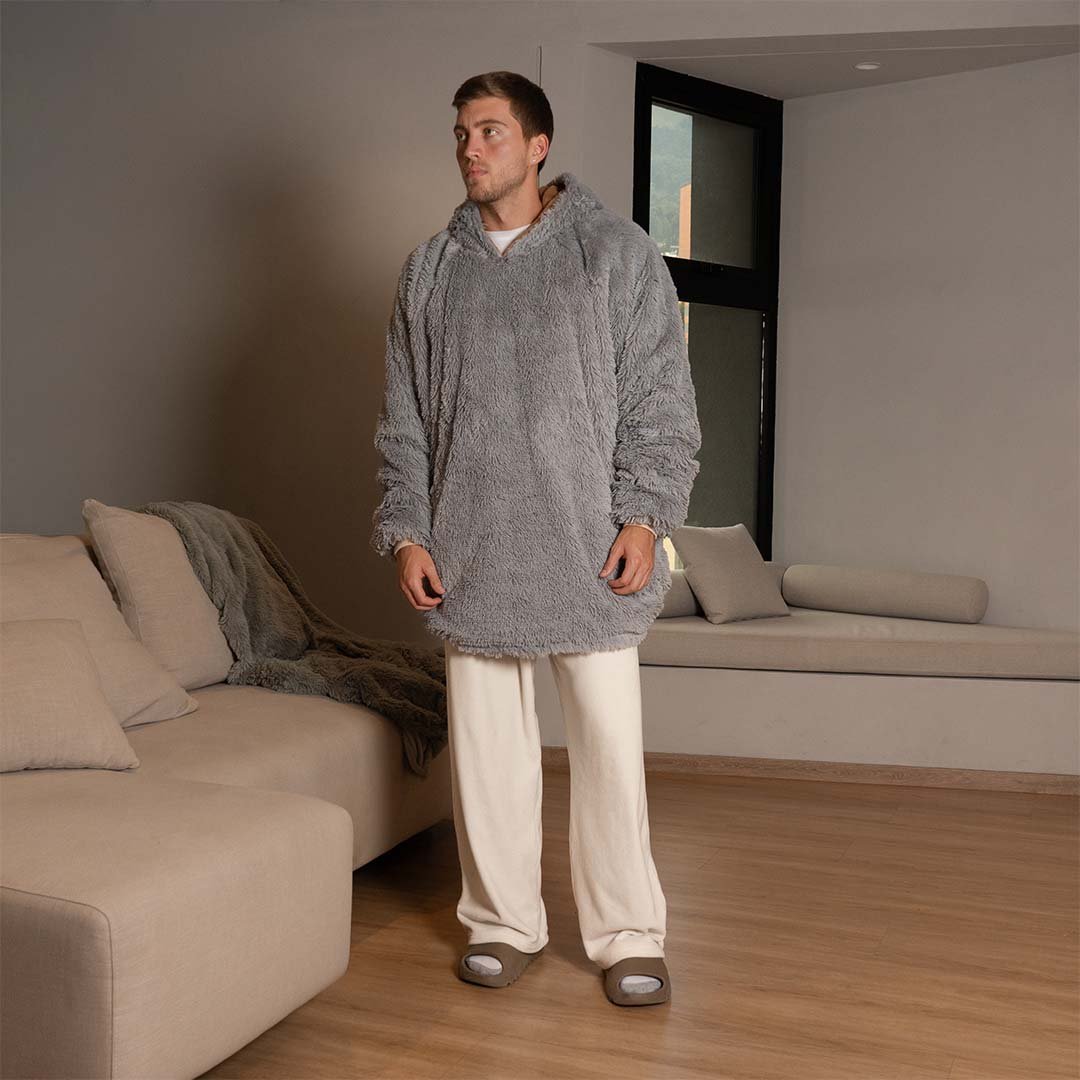 Saco Gigante Doble Faz Camel con Gris Claro