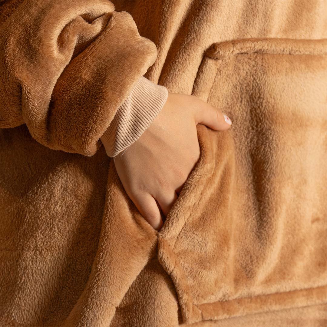 Saco Gigante Doble Faz Camel con Gris Claro