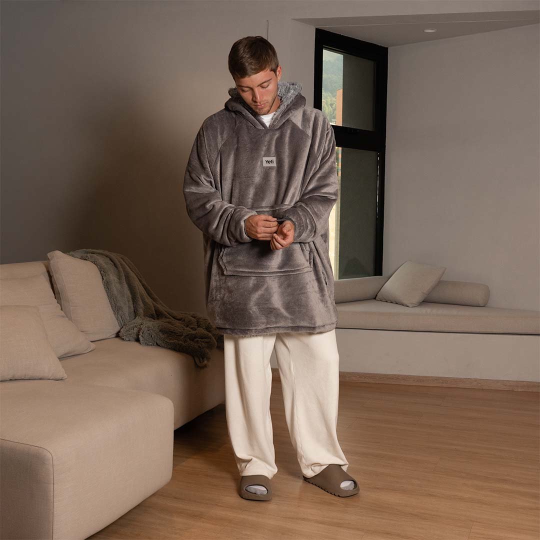 Saco Gigante Doble Faz Gris Oscuro con Gris Claro