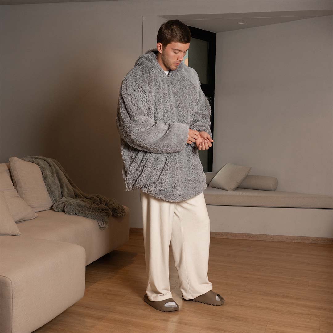 Saco Gigante Doble Faz Gris Oscuro con Gris Claro