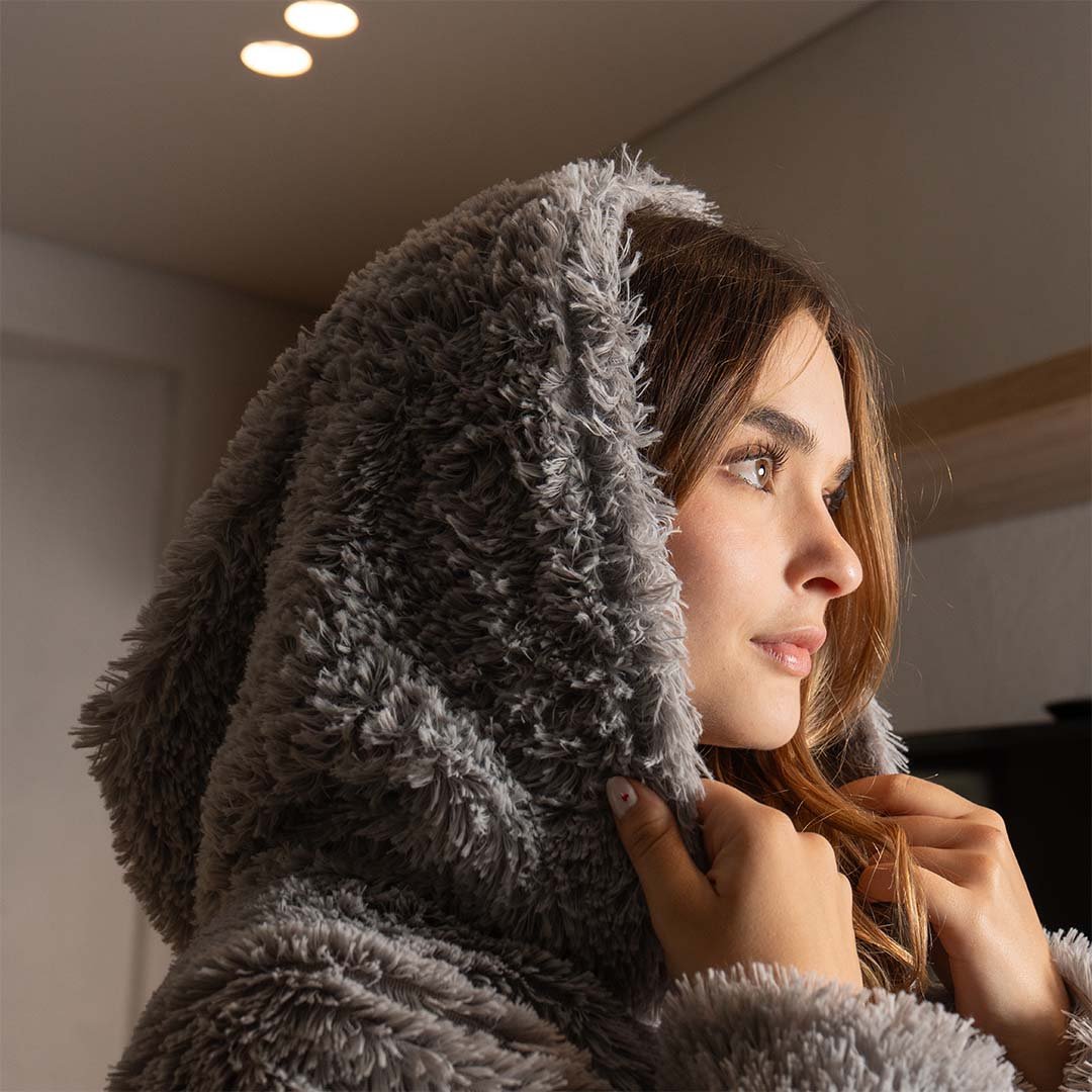 Saco Gigante Doble Faz Gris Oscuro con Gris Claro