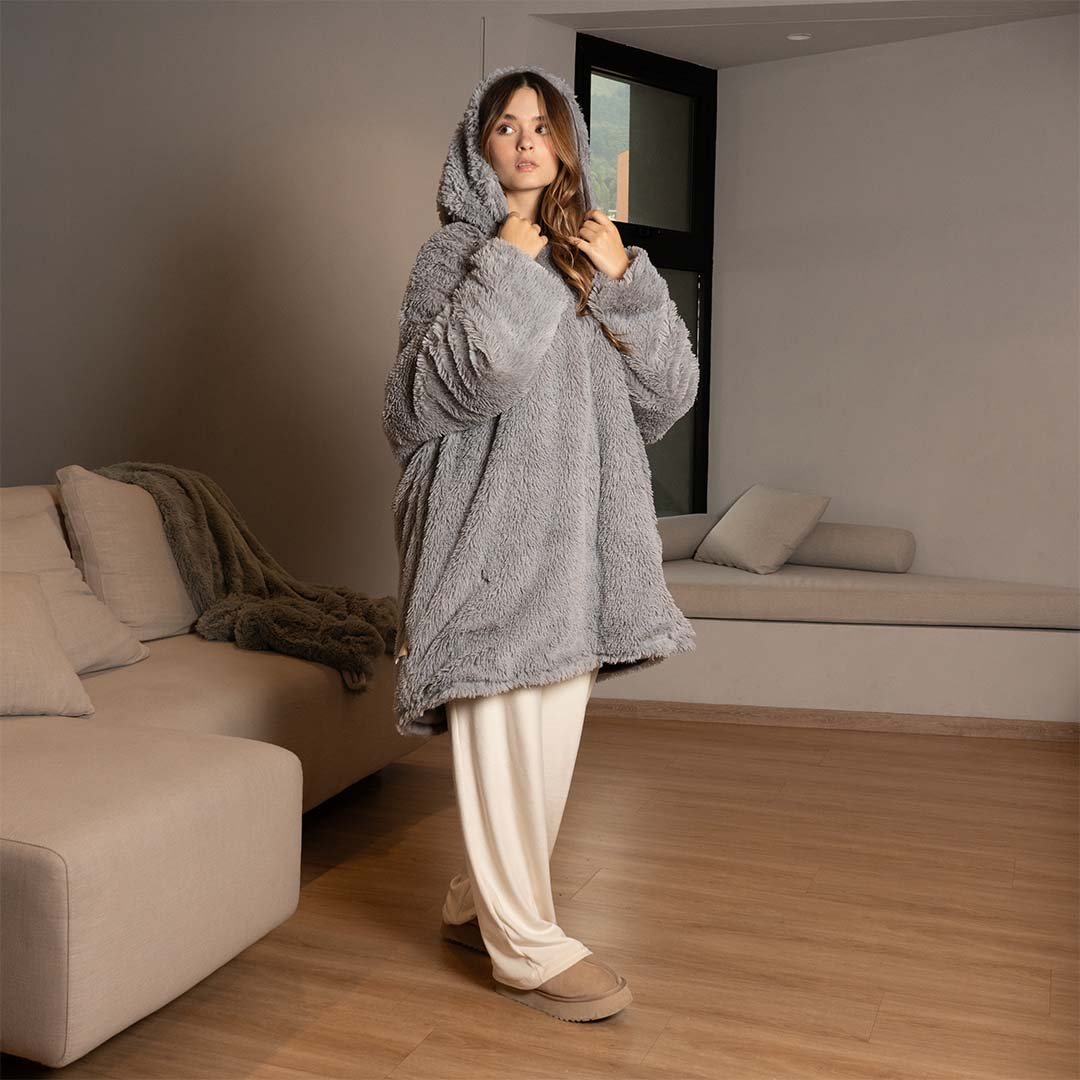 Saco Gigante Doble Faz Gris Oscuro con Gris Claro