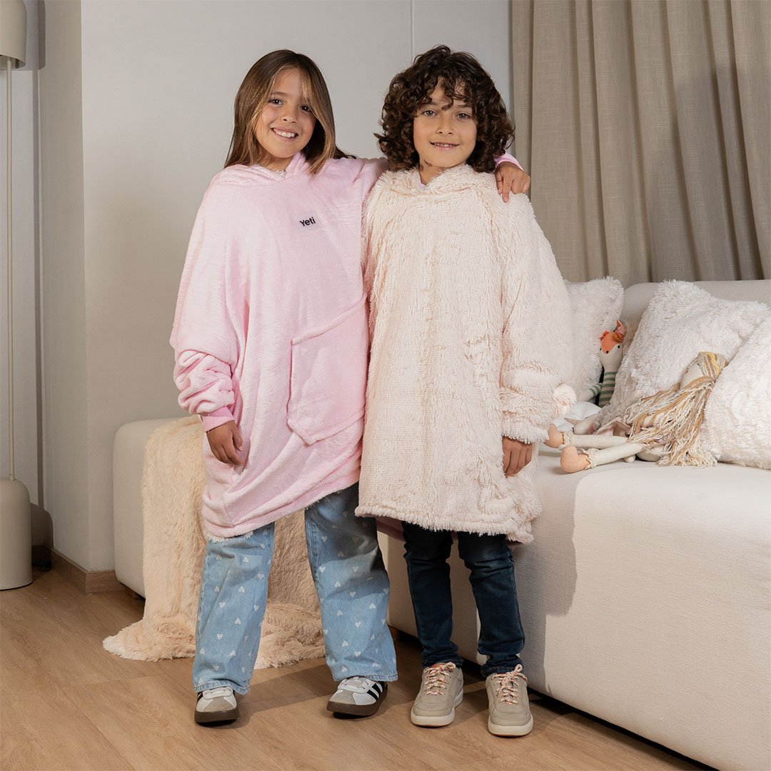 Saco gigante kids rosado con beige (6 a 12 años)