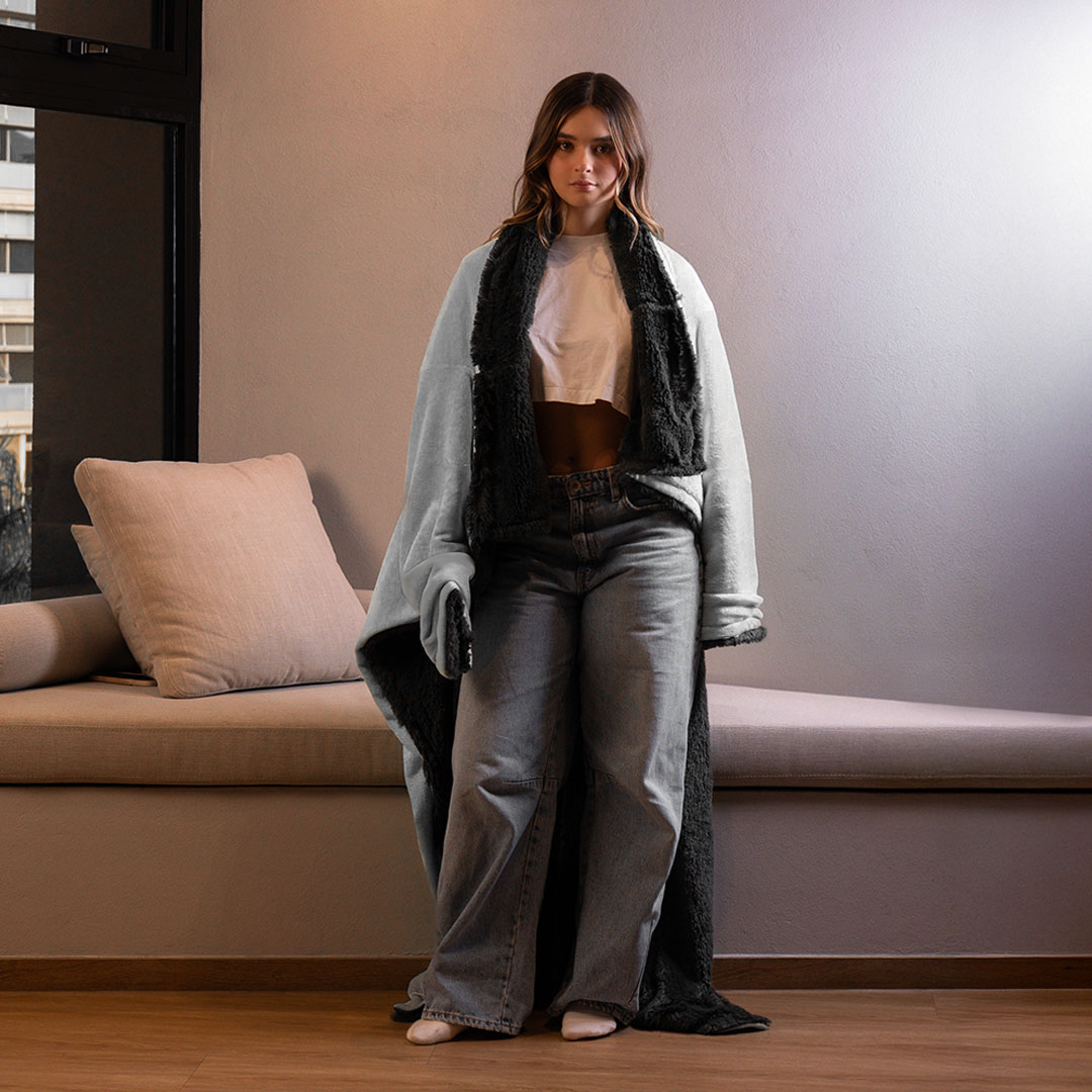 Cobija Yeti Arms Gris Claro Con Gris Oscuro