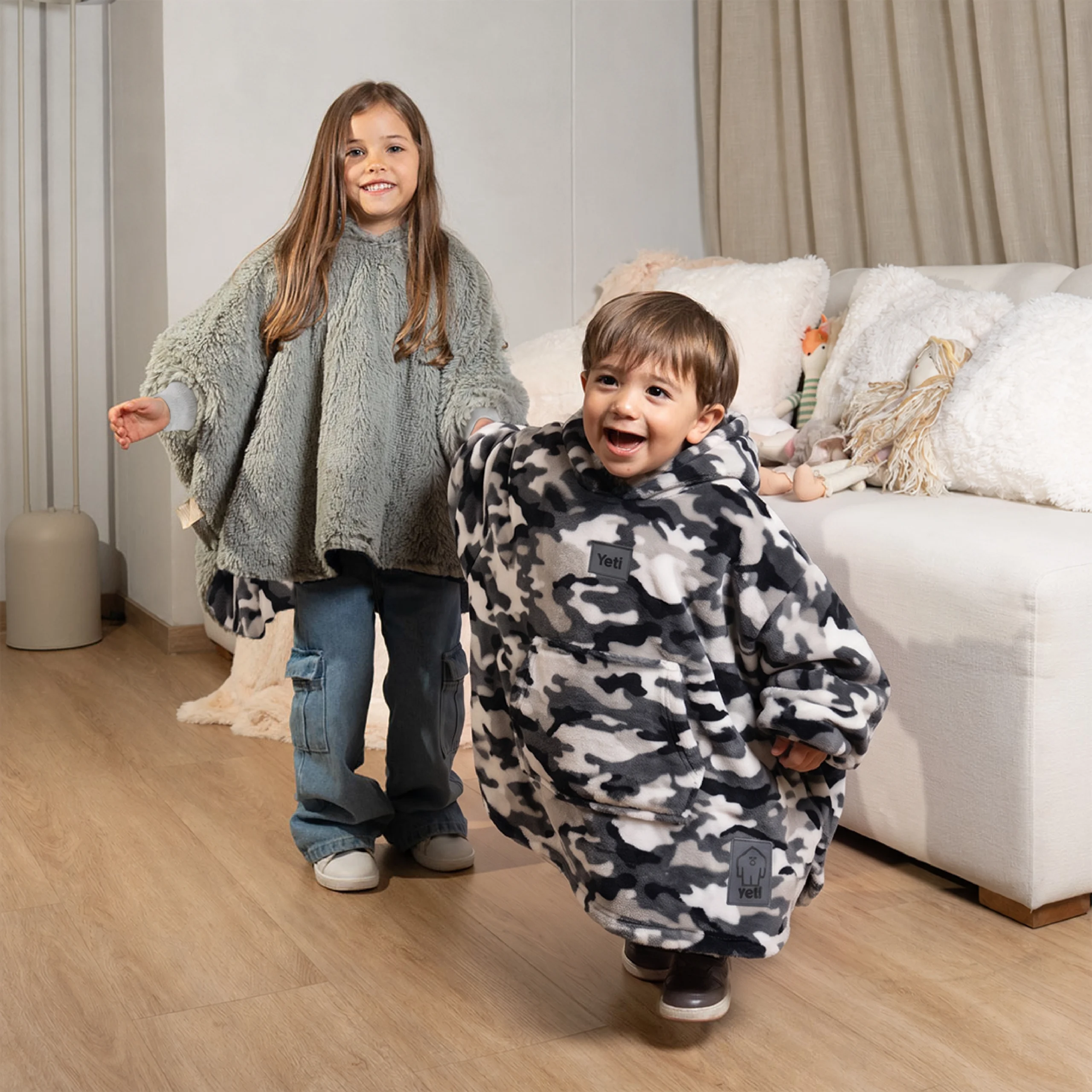 Saco Gigante babies camuflado con gris claro (2 a 5 años)