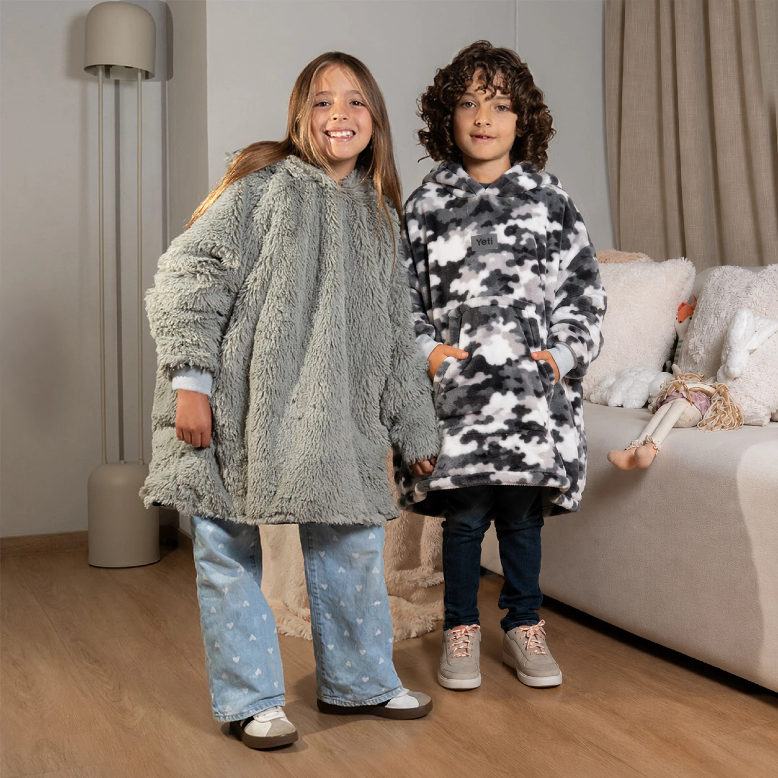 Saco gigante kids camuflado con gris claro (6 a 12 años)
